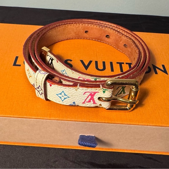 Louis Vuitton LV Multicolor Murakami Limited White Belt Size 90/36 with LV Box - Picture 6 of 17